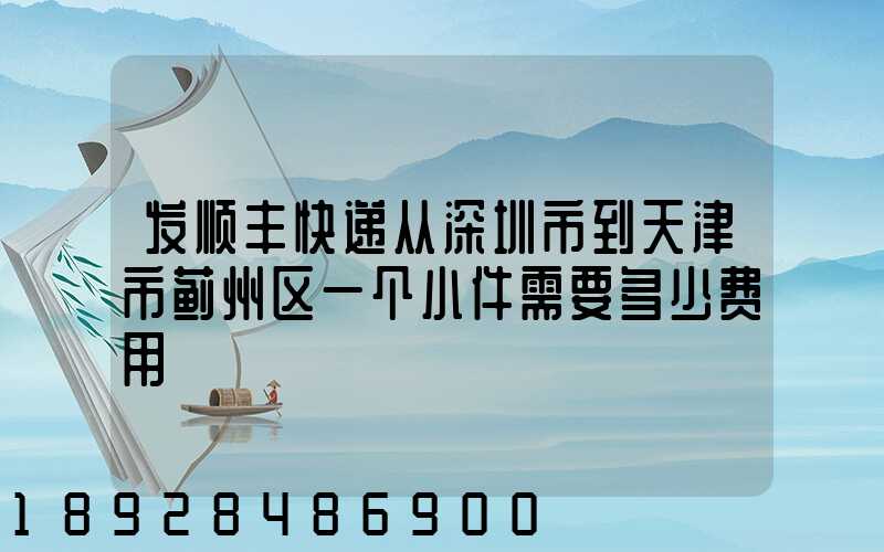 发顺丰快递从深圳市到天津市蓟州区一个小件需要多少费用
