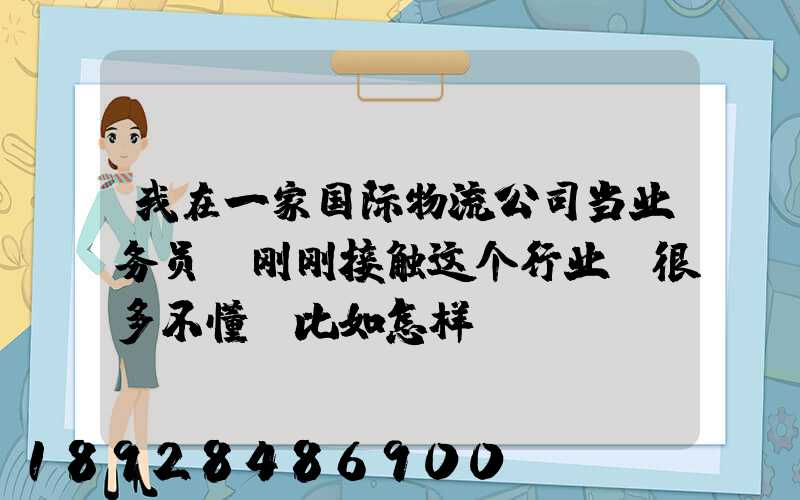 我在一家国际物流公司当业务员,刚刚接触这个行业,很多不懂,比如怎样...