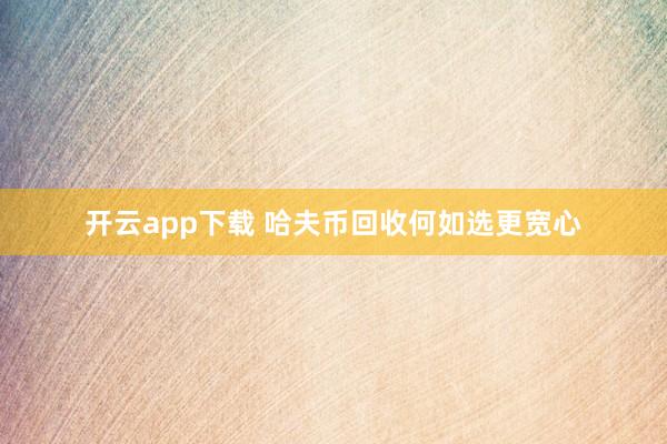 开云app下载 哈夫币回收何如选更宽心