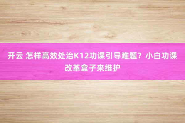 开云 怎样高效处治K12功课引导难题？小白功课改革盒子来维护