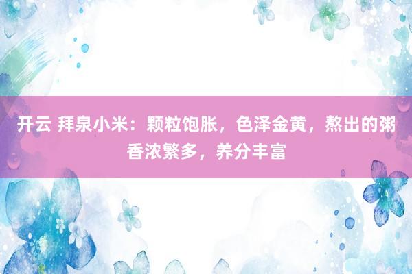 开云 拜泉小米：颗粒饱胀，色泽金黄，熬出的粥香浓繁多，养分丰富