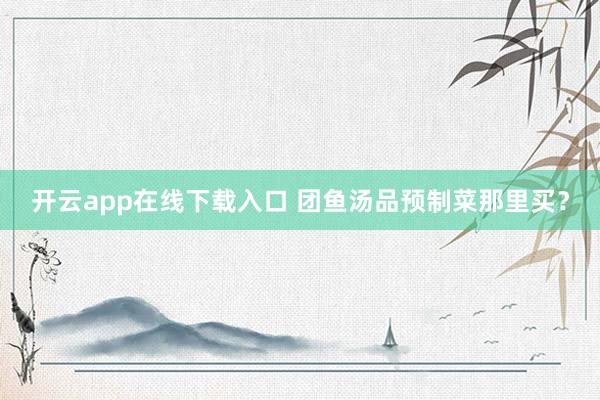 开云app在线下载入口 团鱼汤品预制菜那里买？