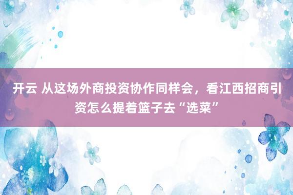开云 从这场外商投资协作同样会，看江西招商引资怎么提着篮子去“选菜”